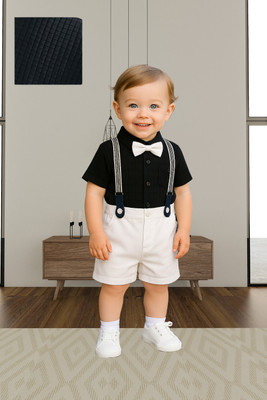 Jhrey creation Boys Party(Festive) Shirt Shorts(BLACK)