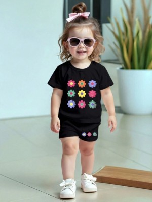 Miss & Chief Girls Casual T-shirt Pant(Black)