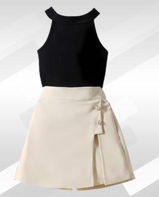MENVVY FAB Baby Girls Party(Festive) Top Shorts(BLACK)