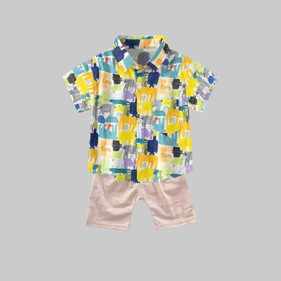 Sajavat Baby Boys Casual Shirt Shorts(ZIBRA_CHIKU_Multicolor)