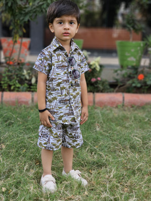 ALANTA Baby Boys Casual Shirt Shorts(GREEN)