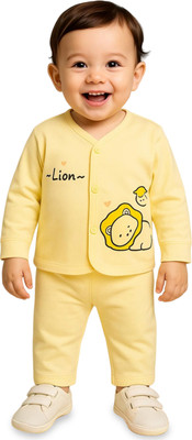 KIdbea Baby Boys & Baby Girls Casual T-shirt Pyjama(Yellow Lion)