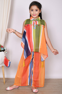 Fizacreation Girls Party(Festive) Top Pant(Multicolor)