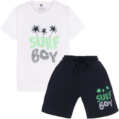 Status Quo Boys Casual T-shirt Shorts(WHITE/NAVY)