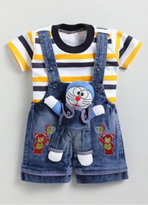 VILLATA FASHO Baby Boys & Baby Girls Doraemon Casual T-shirt Dungaree(YELLOW)