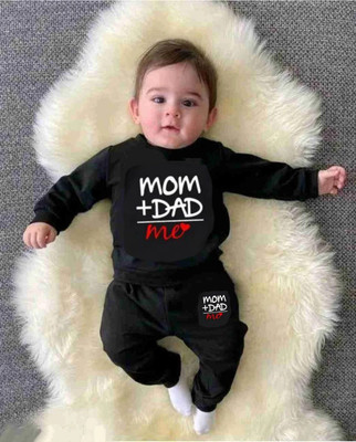 MUCARE Baby Boys & Baby Girls Casual T-shirt Pyjama(Black)