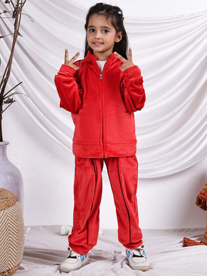 NEUDIS Girls Casual Jacket Trouser(Cherry Red)