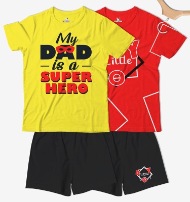 KIDSDOM Boys & Girls Casual T-shirt Shorts(Yellow, Red)