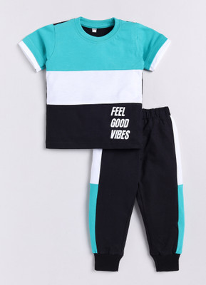 carrydreams Boys Casual T-shirt Trouser(SEAGREEN)