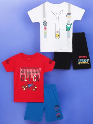 Guti Boys Casual T-shirt Shorts(Red&Blue, White&Black)