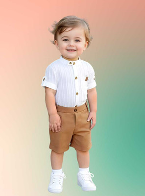 RIYANSHI Boys Casual Shirt Pant(Brown)