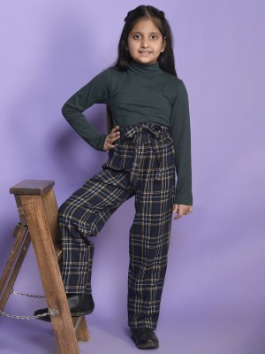 Lilpicks Girls Casual Top Pant(Green Navy)