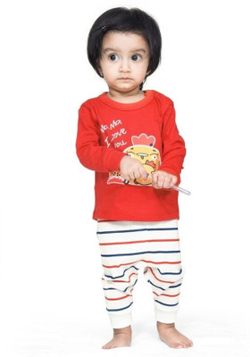 Ariel Baby Boys & Baby Girls Casual T-shirt Pant(Red)