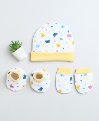 BUMZEE Baby Boys Casual Cap Bootie, Mitten(White & Yellow)