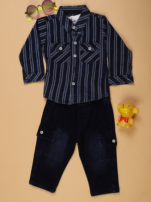 V-MART Baby Boys Casual T-shirt Pant(Navy Blue)