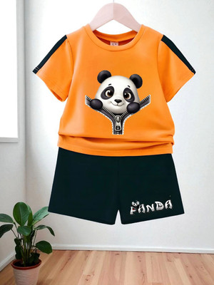 dingdong Baby Boys & Baby Girls Casual T-shirt Shorts(Yellow, White)