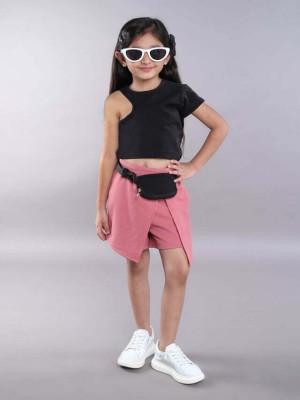 taffykids Girls Casual Top Skirt(Black/Mauve)