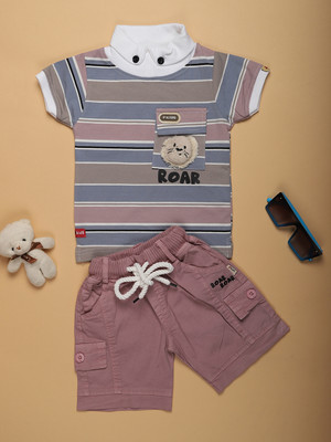 V-MART Baby Boys Casual T-shirt Shorts(Lavender)