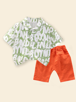 Sajavat Baby Boys Casual Shirt Shorts(BYD_GREEN_ORANGE_Green)