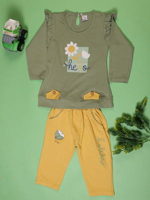 V-MART Baby Girls Casual T-shirt Legging(Green)