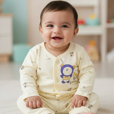 SIKU PIKU HUB Baby Boys & Baby Girls Casual T-shirt Pant(Light Yellow)