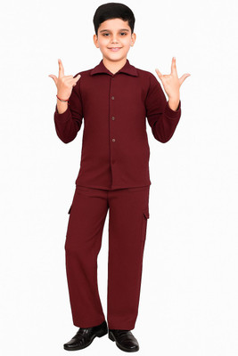 VKB Boys Casual Shirt Pant(Maroon)
