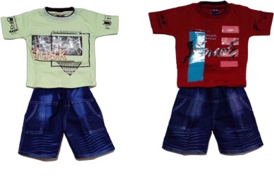 R Dresses Baby Boys Casual T-shirt Shorts, Capri(Light Green)