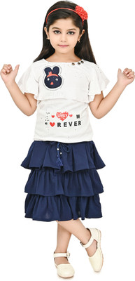 NEWBAPIDRESSES Girls Party(Festive) Top Skirt(Navy Blue)