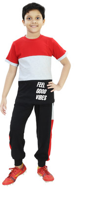 carrydreams Boys Casual T-shirt Trouser(RED)