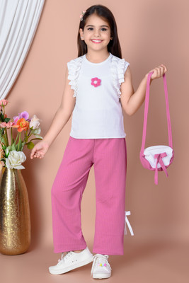 Dipa Textile Girls Party(Festive) Top Pant(Pink)