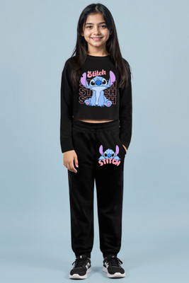YK Disney Girls Casual Top Track Pants(Black)