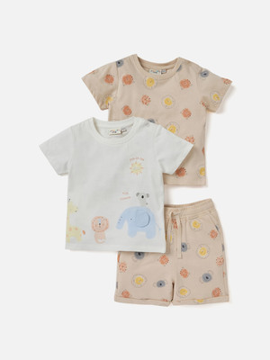 JUNIORS by Babyshop Baby Boys Casual T-shirt Shorts(Pink_White)