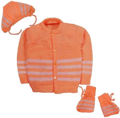 LITTLE PANDA Baby Boys & Baby Girls Casual Sweater Bootie, Cap(PEACH)