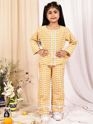 NEUDIS Girls Casual Top Trouser(Yellow)