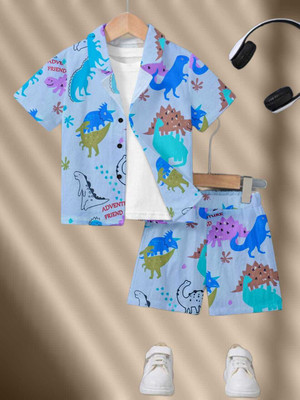 Thinknest Fashion Baby Boys & Baby Girls Casual Shirt Shorts(Blue)