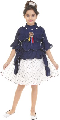 TrendyCreations Girls Party(Festive) Top Skirt(Navy Blue)