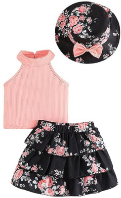 Bold N Elegant Baby Girls Party(Festive) Top Skirt(Pink)