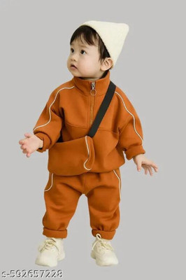Xbye Baby Boys & Baby Girls Casual Track Suit Sweatshirt(Orange)