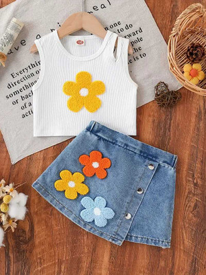 Jsmart Girls Party(Festive) Top Shorts(White & Blue)