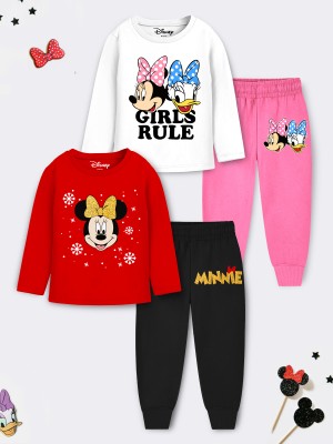 DISNEY BY MISS & CHIEF Kids Nightwear Girls Printed Cotton Blend(Multicolor Pack of 2)