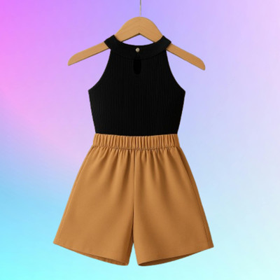 RIYANSHI Girls Casual Top Skirt(Black, Brown)