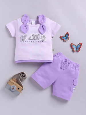 Mom's Love Baby Girls Casual Top Shorts(MAUVE)