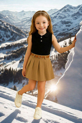 KRIYU CREATION Girls Party(Festive) Top Skirt(BLACK)