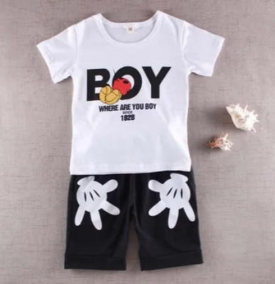 SANWARIA CLUB Baby Boys Casual T-shirt Shorts(White)