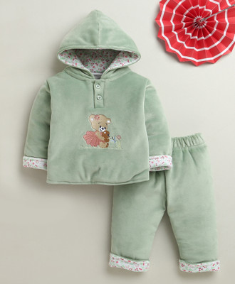 BUMZEE Baby Girls Casual Sweatshirt Pant(Green)