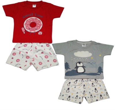 R Dresses Baby Boys Casual T-shirt Shorts, Capri(Multicolor)