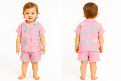 Lintow Baby Boys Casual Shirt Shorts(pink)