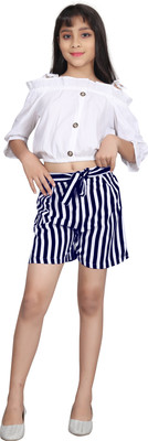vroxa creation Girls Party(Festive) Top Shorts(Blue, white)