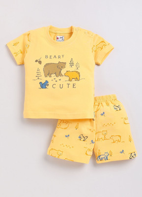 Mars Infiniti Baby Boys Casual T-shirt Shorts(Yellow)