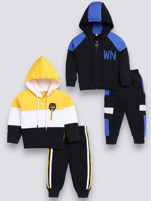 carrydreams Boys & Girls Casual T-shirt Trouser(YELLOW_ROYALBLUE)